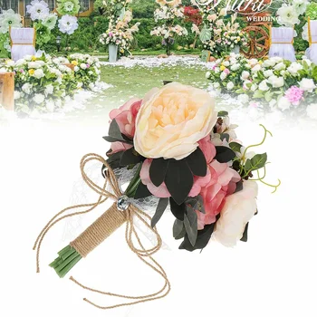 

New Handmade Wedding Flowers Bridal Bouquets Accessories Bouquet Artificial Pink Bride Flower Bouquet for Weddings Decor