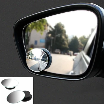 

New 2Pcs Auto Glass HD Borderless Blind Spot Mirror 360 Degree Adjustable Prototype Convex Rear View Mirror