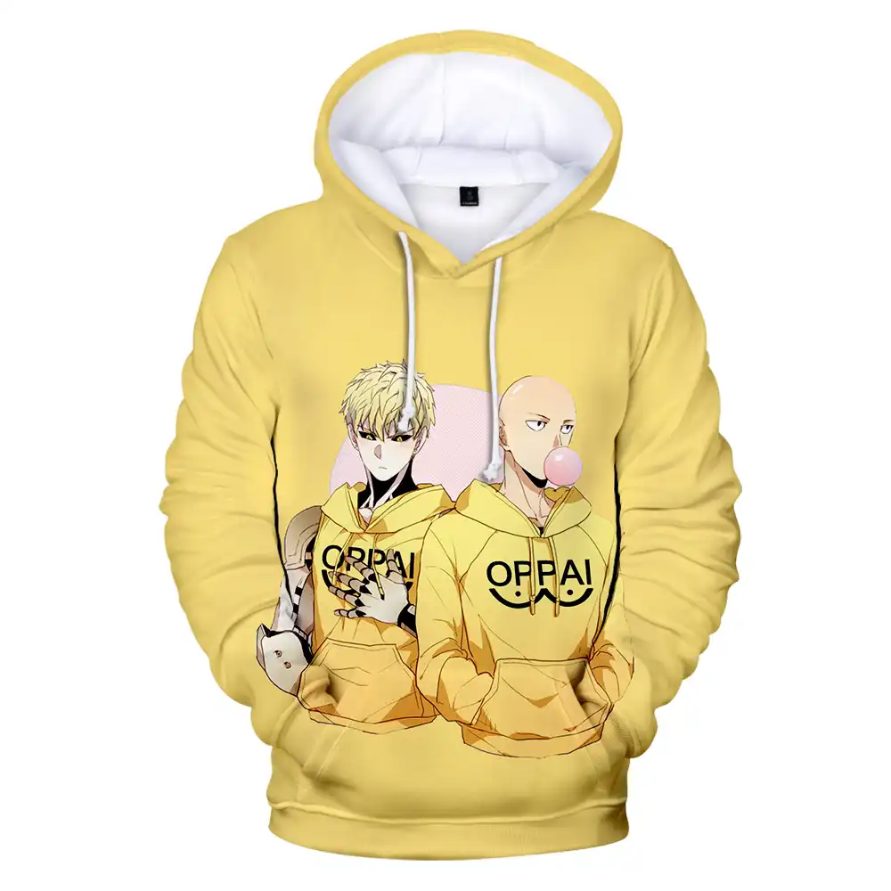 One Punch Man Hoodie Men S Hero Saitama Oppai Anime Hoodies Yellow Design Sweatshirt Pullover Tracksuit Boy Girls 3d Winter Coat Aliexpress