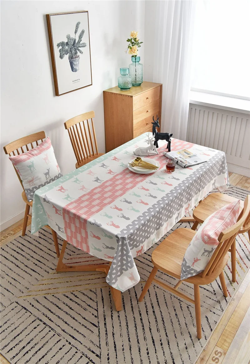Free Shipping Elk Print Waterproof Table Cloth, Oil-Proof/Waterproof Stain-Resistant Table Cover for Outdoor and Indoor