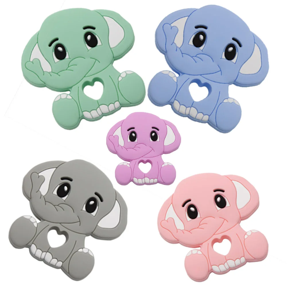 

Cute-Idea 1pc silicone Elephant cartoon animal baby teether soft chewable product accessories Pacifier Chain teething Fodd Grade