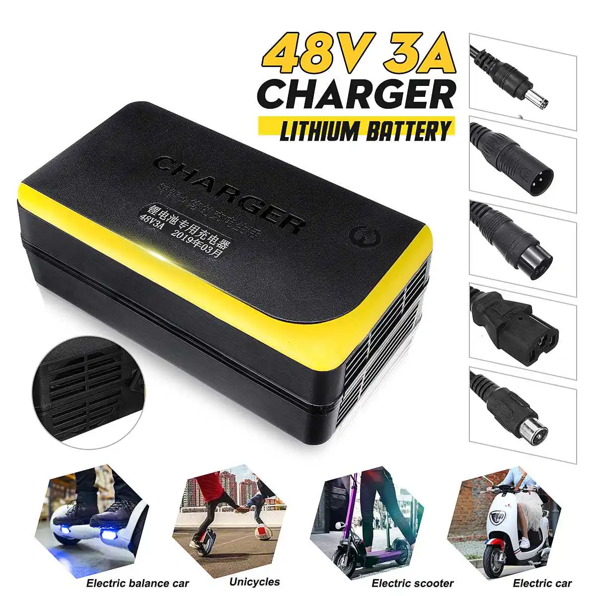 48V 3A Charger Electric Scooter Power Supply 5 Type Connectors Adapter For Li-ion Battery Self Balancing Scooter Balance Bike 2