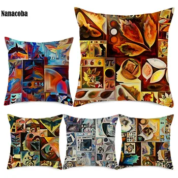 

Linen Abstract Oil Painting Printe Cushion Cover Butterfly Throw Pillowcase Sofa Decor Cushion Cover for Sofa Home Decor