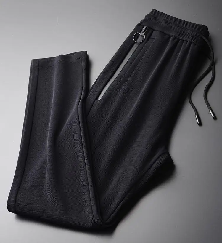 Knit Man Luxury Spring 3d Cross Stripe Black Mens Trousers Plus Size 4xl Double Pocket Zipper Slim Men Casual Pants Knit Man Luxury Spring 3d Cross Stripe Black Mens Trousers Plus Size 4xl Double Pocket Zipper Slim Men Casual Pants