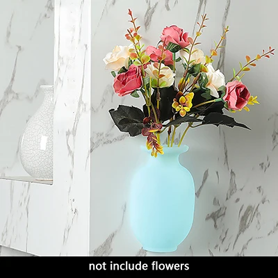 Волшебная силиконовая ваза для цветов многоразовая декоративная настенная декоративная ваза для растений для украшения дома и офиса - Цвет: Синий