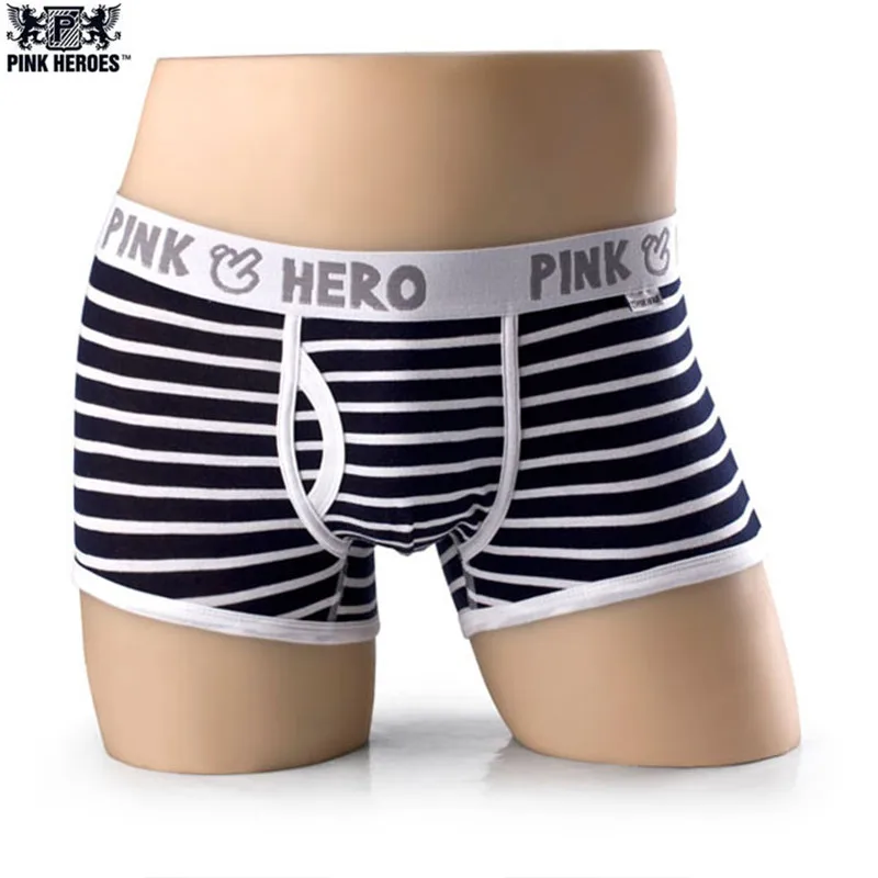 Black Pink Heroes мужские нижнее белье из хлопка, окантованы Яркой Цветной Тесьмой дуга Чехол в полоску Трусы-шорты с соединением внакрой, фирменные дышащие Мужское нижнее белье, боксеры, спортивные шорты - Цвет: Black