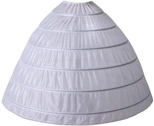 

Women 6 Hoops Long Floor Length Petticoats Crinoline Skirt Underwear Slip for Bridal Wedding Dress