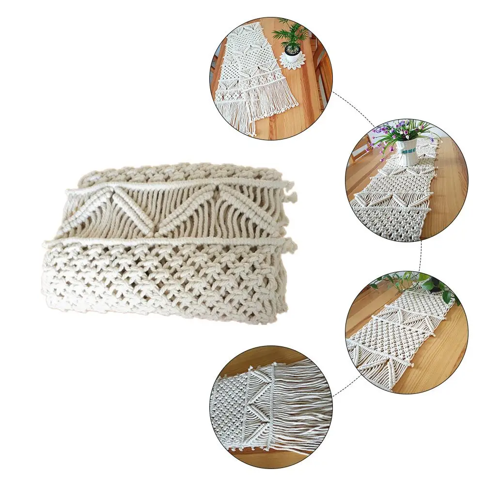 Скатерть с макраме кровать бегун Бохо Свадебный декор Doily Тканый гобелен ручной работы постельные принадлежности шарф для дома