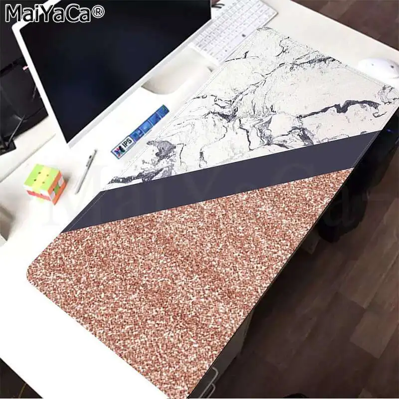 Lock Edge 30x80cm MaiYaCa винтажный холодный розовый золотой белый мрамор офисные мыши геймер силиконовый коврик для мыши большой коврик для мыши клавиатуры коврик - Цвет: Lock Edge 30x80cm