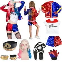 Purim Харли Куинн Kids Girls Harley Cosplay Costumes Quinn  Belt Monster Jacket Pants Sets Party Clothes