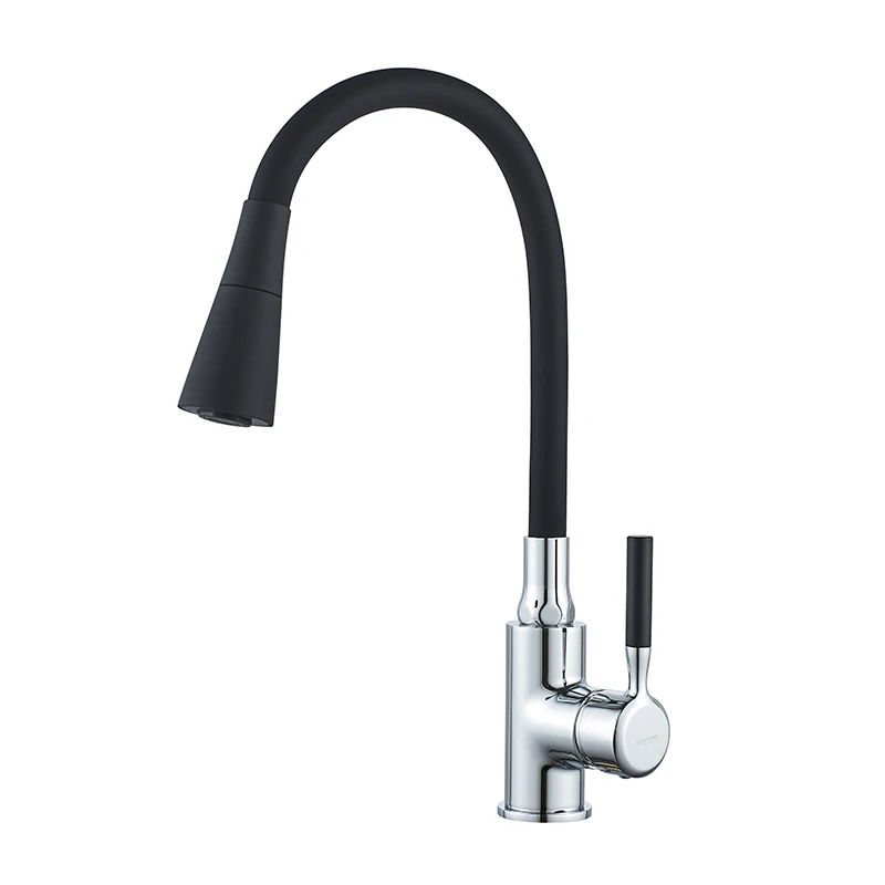 round kitchen sink LEDEME Kitchen Faucet Black Single Handle White Kitchen Tap Single Hole Swivel 360 Degree Rubber Water Mixer Taps Faucets L4199 ceramic kitchen sink Kitchen Fixtures