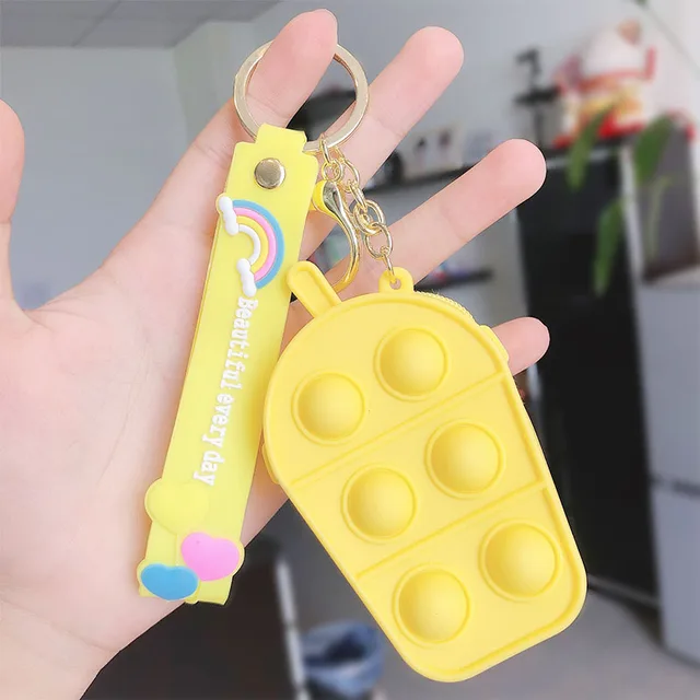 New Popit Mini Money Wallet Fingertip Toys Push Bubble Popite Pendant Bag Hot Sale Adult Decompression Toys Children Anti-Stress ice cream 03