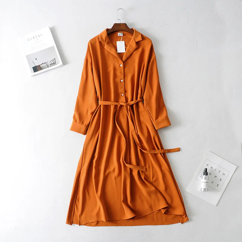 E4ty3-339 Korean-style WOMEN'S Wear Spring New Style Loose Large Version of Suit Collar Dress