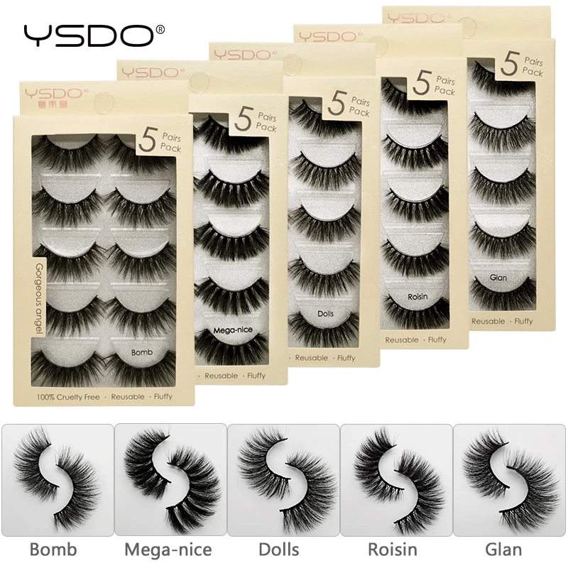 YSDO 5 pairs 3d mink lashes eyelash 