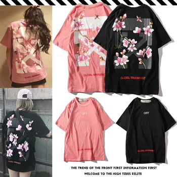 

2020 street popular logo high quality cotton men Tshirt Sakura, arrow OW short - sleeved sweethearts outfit short sleeve T-shirt