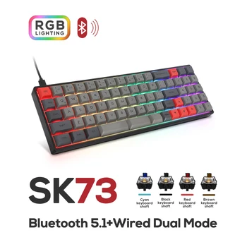 

SK73S Mechanical Keyboard Bluetooth Wireless Gateron Optical Switch RGB Backlit Gaming Waterproof Macro Programe Gamer GK61