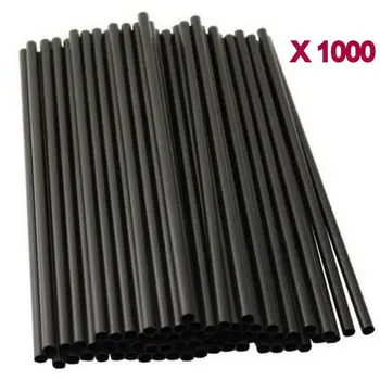 

1000pc Black Drinking Straw Plastic Disposable Party Straws Straight Tableware