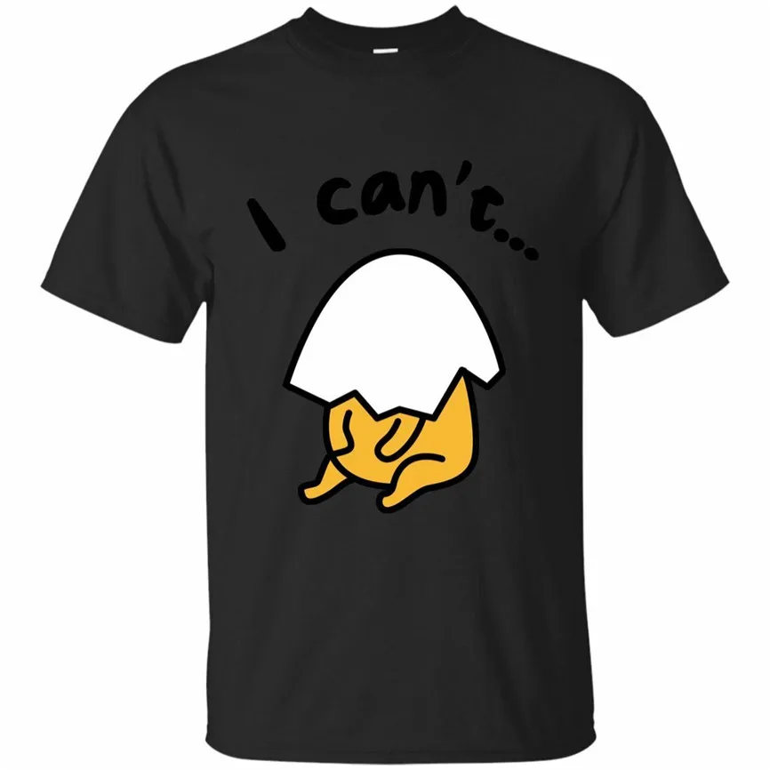 Мужская футболка Gudetama Lazy Egg I cannot черная темно-синяя с коротким рукавом размер