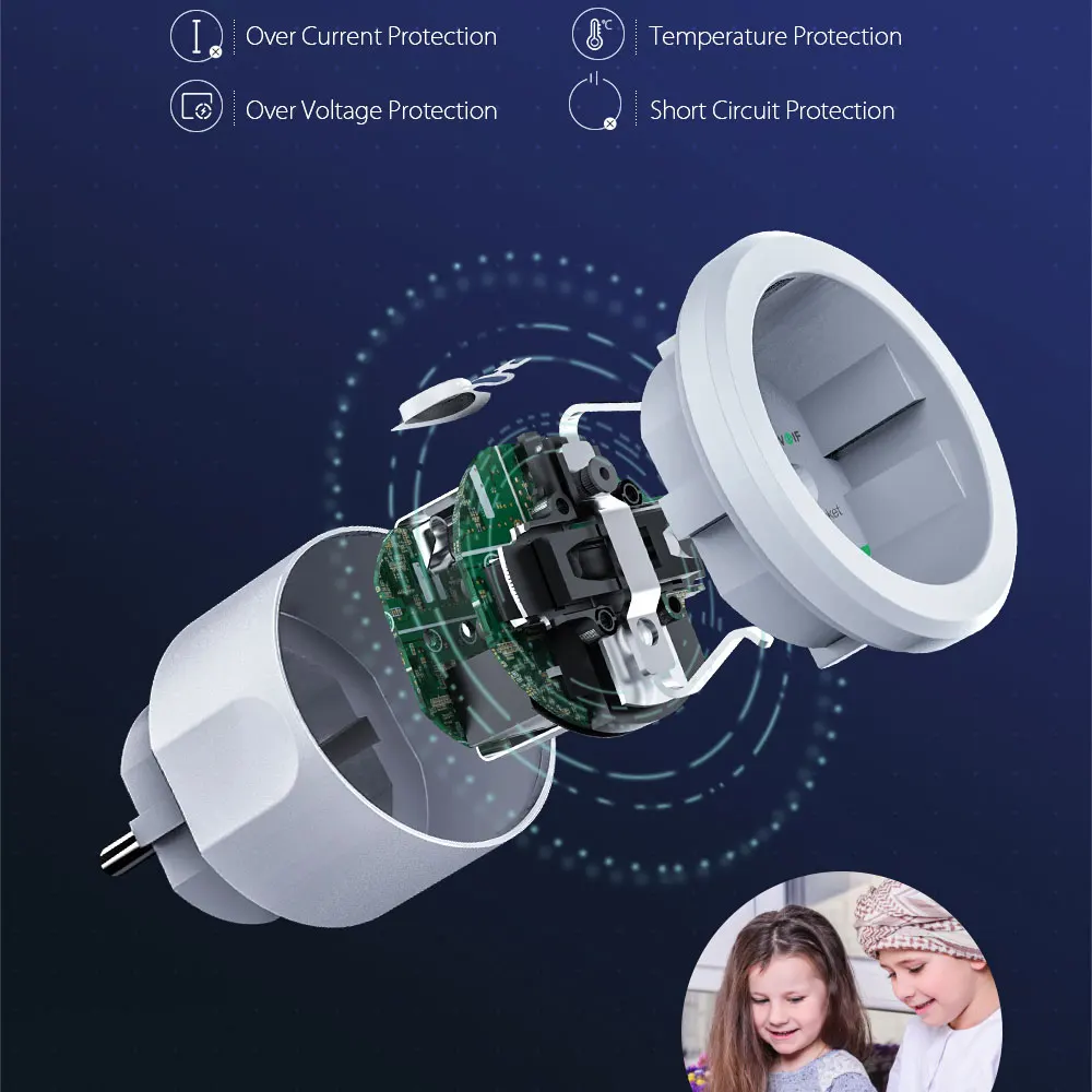 BlitzWolf EU Plug 3680W 16A WIFI Умная розетка Беспроводной настенный выключатель розетки Smart