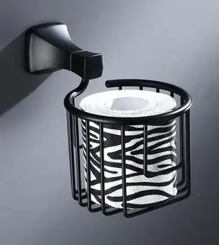 

Black round toilet Paper basket Wall mounted aluminum tissue holders Bathroom Accessories