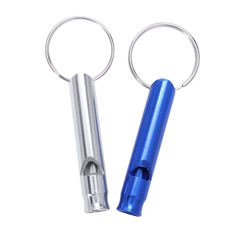 

2 Pcs. Pockets Safety Pet Dog Training Sound Whistle Silver, Blue