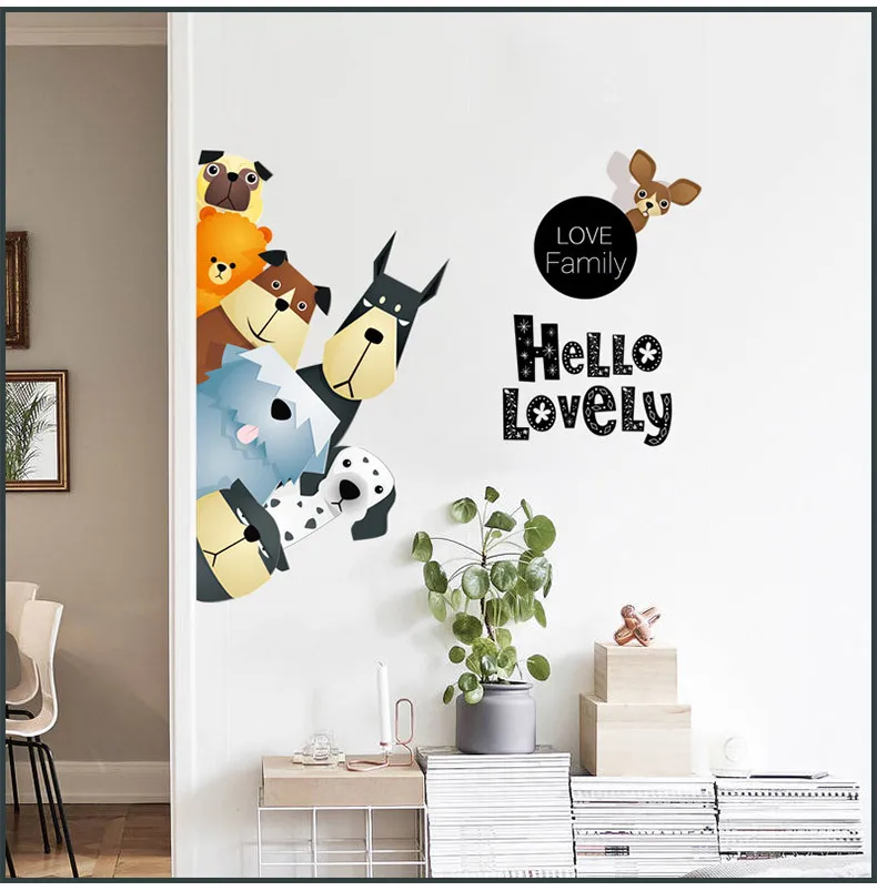 DIY Children Mural Decals Cartoon Animals Wall Stickers for Kids Rooms Baby Bedroom Wardrobe Door Decoration