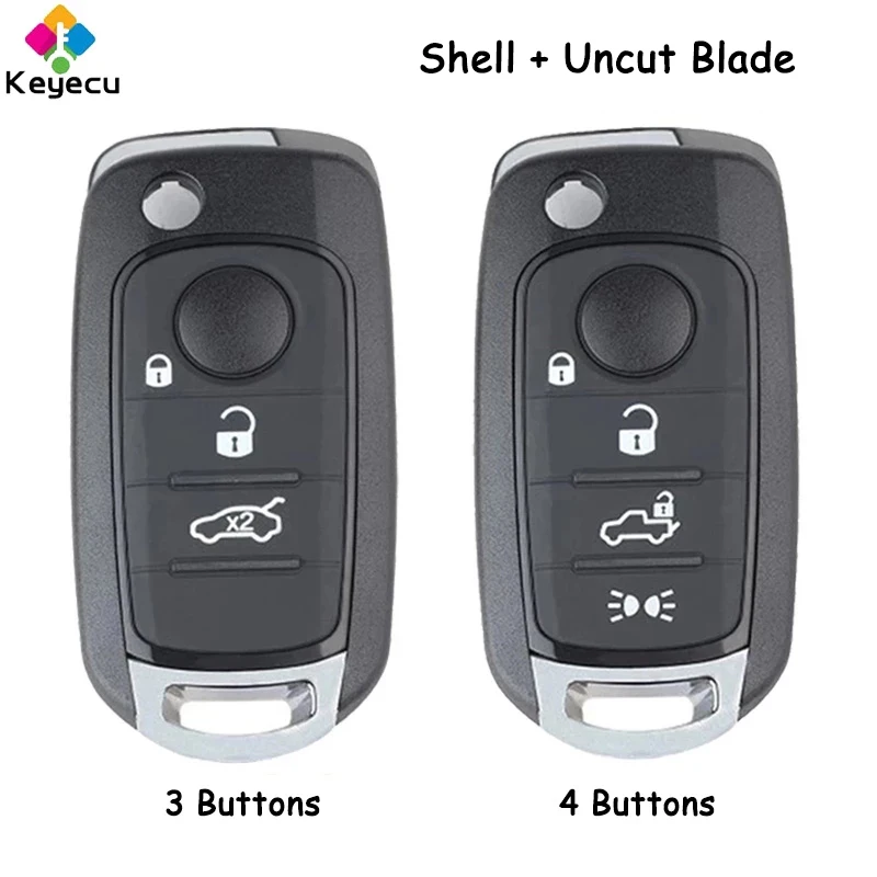 

Раскладной чехол KEYECU для автомобильного ключа с дистанционным управлением, чехол с необработанным лезвием, 3/ 4 кнопки, брелок для Fiat 500X Tipo Egea 500, Торо, новинка, грация