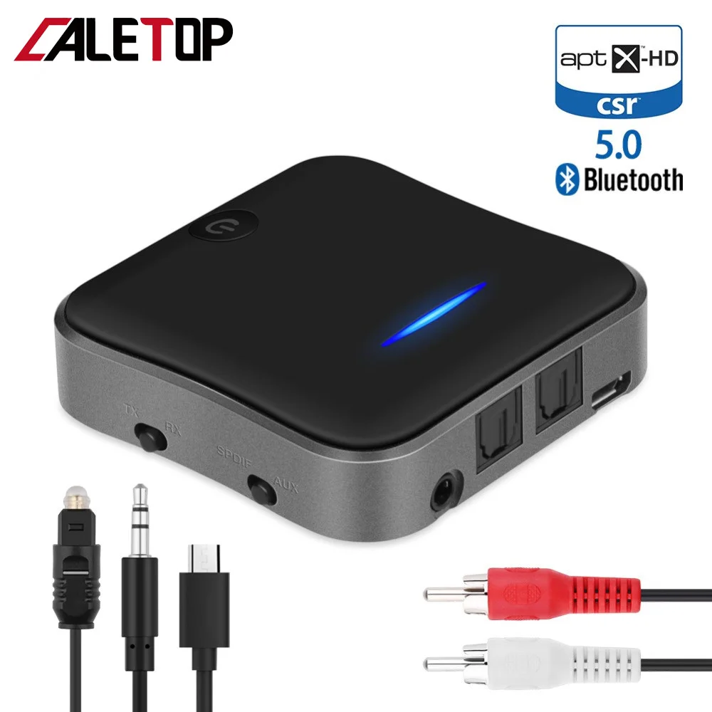 

Bluetooth 5.0 Transmitter Receiver Adapter Aptx HD/LL Wireless Adapters with 3.5mm AUX/SPDIF/Optical Toslink for TV Car Kits