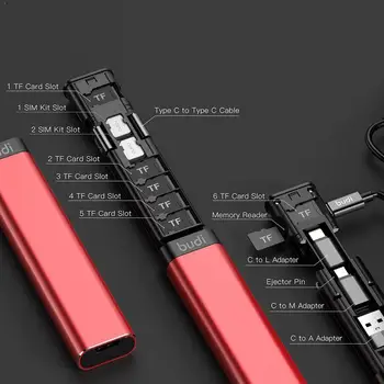 

BUDI Multi-functional Data Cable Stick Phone Cradle Reader Head SIM Kit TF Conversion Card Portable Universal Storage Memor C0H5