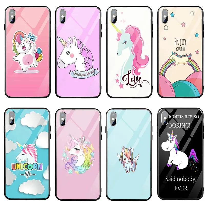 Time TO Be Unicorns Hulacorn Life Tempered Glass Phone Case for iPhone X XR XS 11 Pro Max 8 Plus 5 5S SE 2020 6 6S 7 | Мобильные