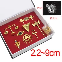 Ю-Ги-о! С изображением юги Муто Aibo атум Yugioh Миллениум Yuma цукумо кулон Треугольники брелок с логотипом Цепочки и ожерелья Книги об оружии 8 шт./компл