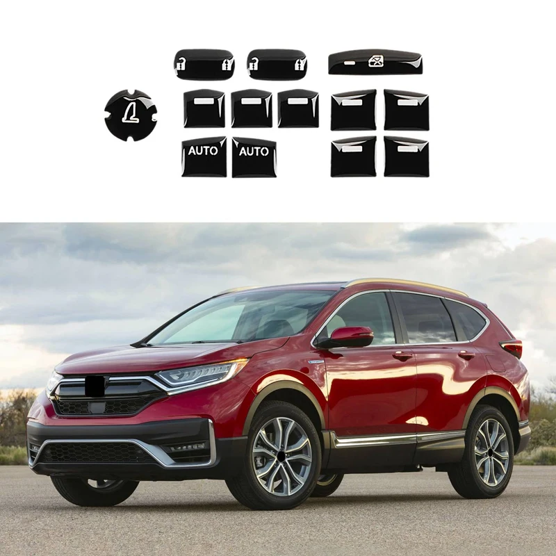 

13 шт., наклейки на дверь автомобиля, подлокотник, окно, кнопка переключения, отделка крышки для Honda CRV CR-V 2017-2021