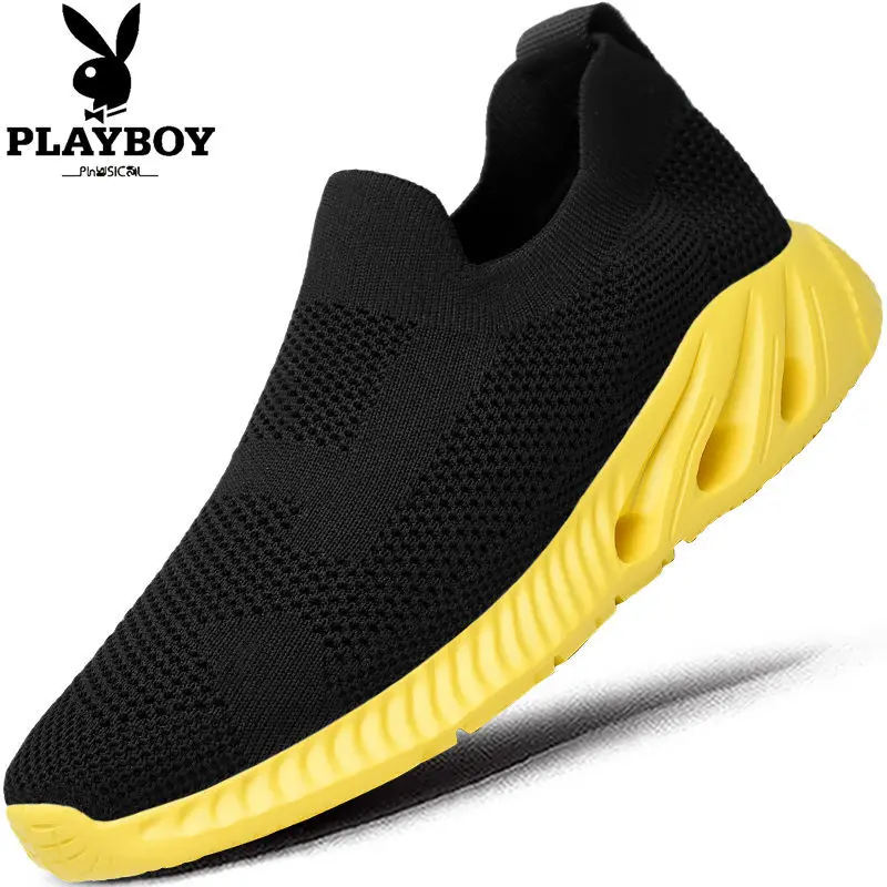 

PLAYBOY Casual Sports Shoes Breathable Flying Woven Shoes Korean-style Slip-on Shoe Men's 2019 Summer New Style Trendy Shoes