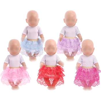 

43 cm baby doll dress toys T shirt with lace skirt suits new born doll fits 18 inch American baby girl dress accessories f740
