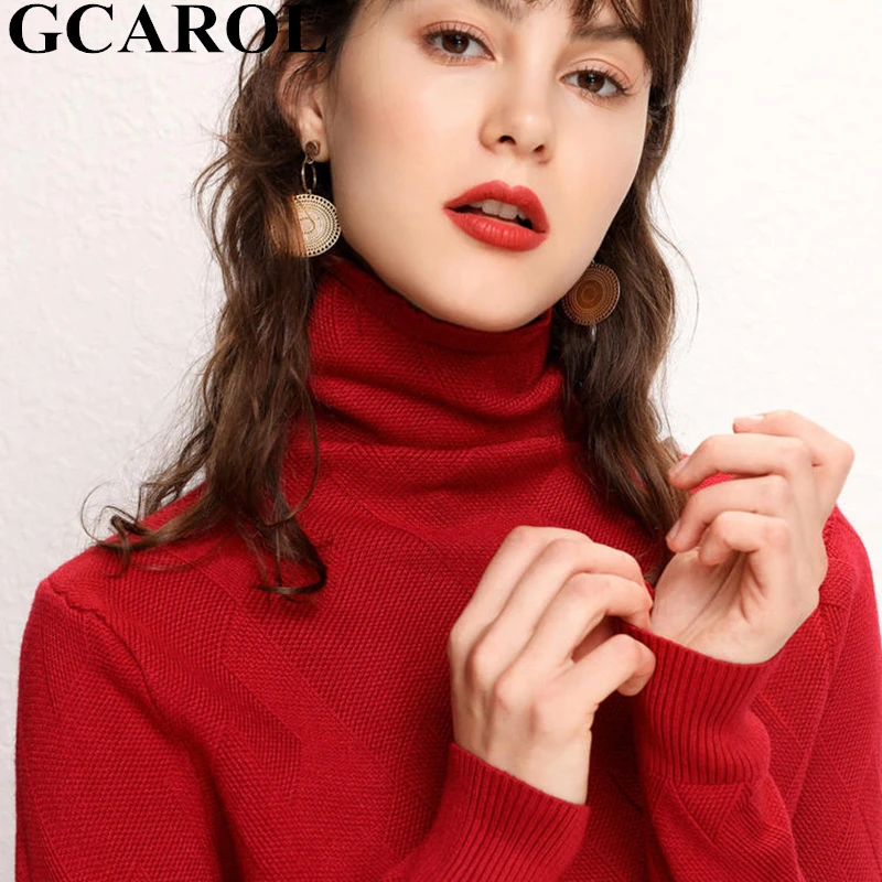 Goedkoop GCAROL Nieuwe Vrouwen Coltrui Diamant Rooster Dikke Stretch Oversize Jumper High Street OL Basic Gebreide Trui