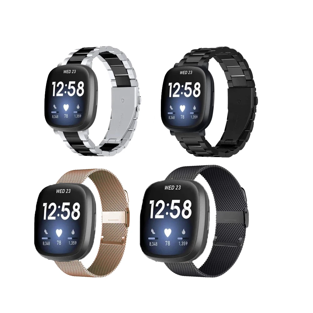 

Replacement Staineless Steel Strap Band Metal Bracelet Belt Women Men Watch Band for -Fitbit Sense / Versa 3 Bracelet