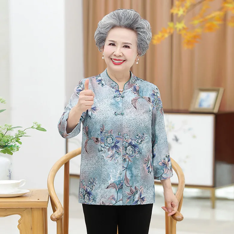 Blusas verano para ancianos, ropa para abuela, camisa para mujer mediana blusa para mujer - AliExpress