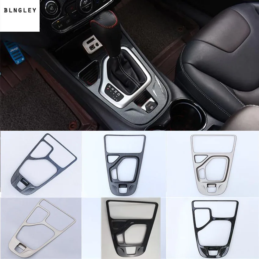 

Free shipping 1pc ABS carbon fiber grain or wooden grain gear panel decoration cover for 2016-2018 JEEP Cherokee