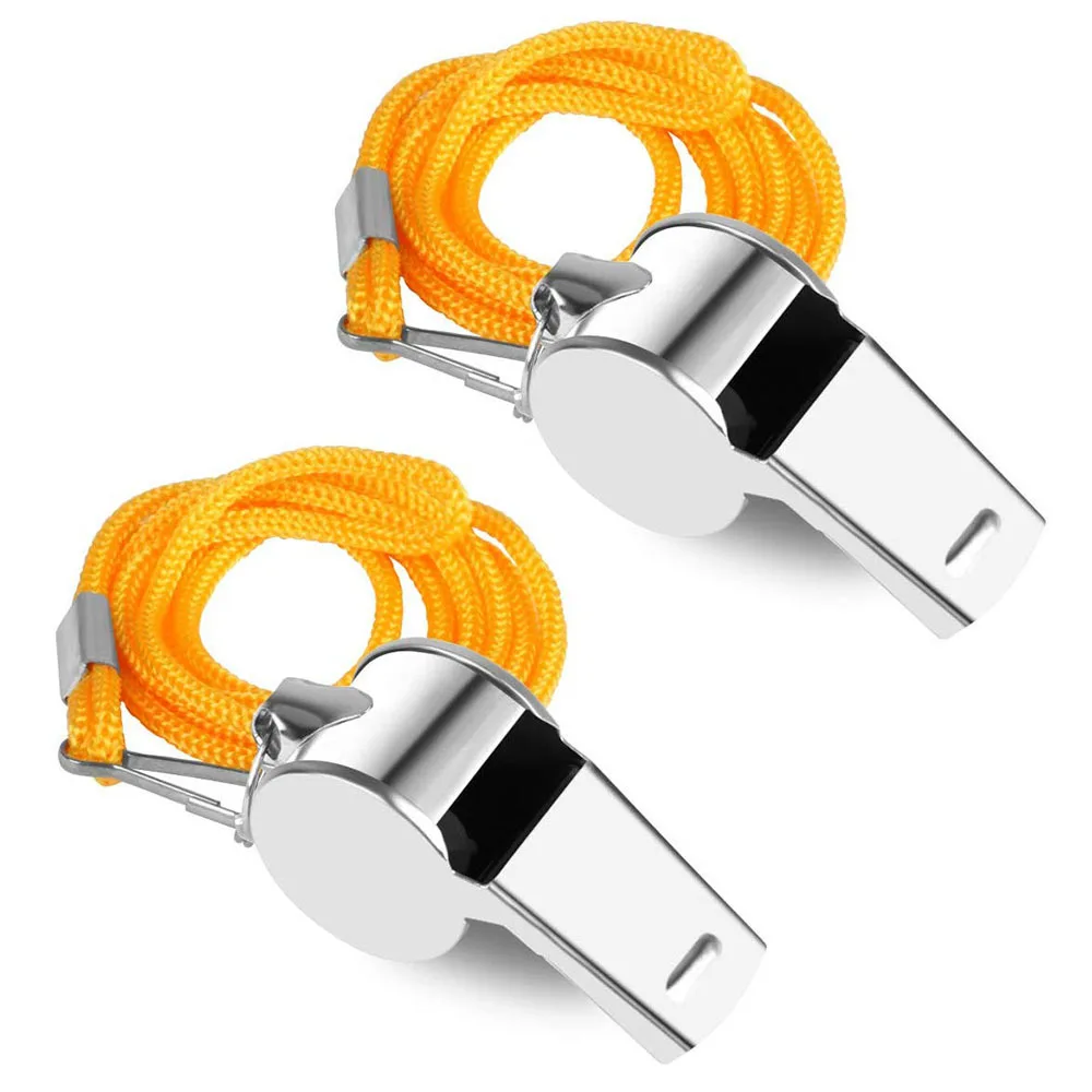 2PCS Metal Whistle Referee Sport Rugby Party Outdoor sports Like Training School Soccer Football With Colorful lanyard | Спорт и