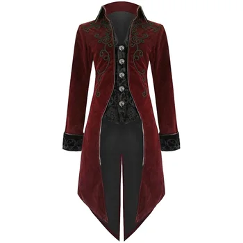 

2019 Hot Men Vintage Luxury Steampunk Coats Retro Mens Gothic Punk Style Uniform Costume For Party Men Outwear Tuxedo Coats