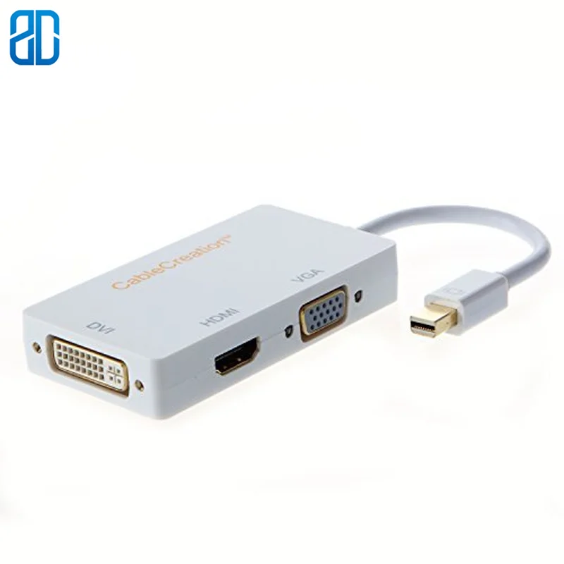Mini DP к HDMI VGA DVI 3 в 1 позолоченный адаптер DisplayPort совместим с MacBook Mac Book Air 2 версия 4K x 2K