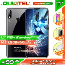 OUKITEL Y4800 6.3 "wyświetlacz FHD + 6GB pamięci RAM 128GB ROM smartfon Android 9.0 48MP + 5MP linii papilarnych 4000mAh 9 V/2A Face ID telefon komórkowy(China)