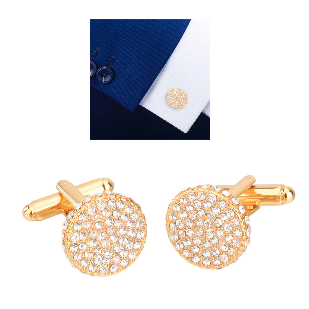 1 Pair Wedding Crystal Rhinestone Cuff Links Shirt Suit Collar Cufflinks Gold 1 Pair Wedding Crystal Rhinestone Cuff Links Shirt Suit Collar Cufflinks Gold