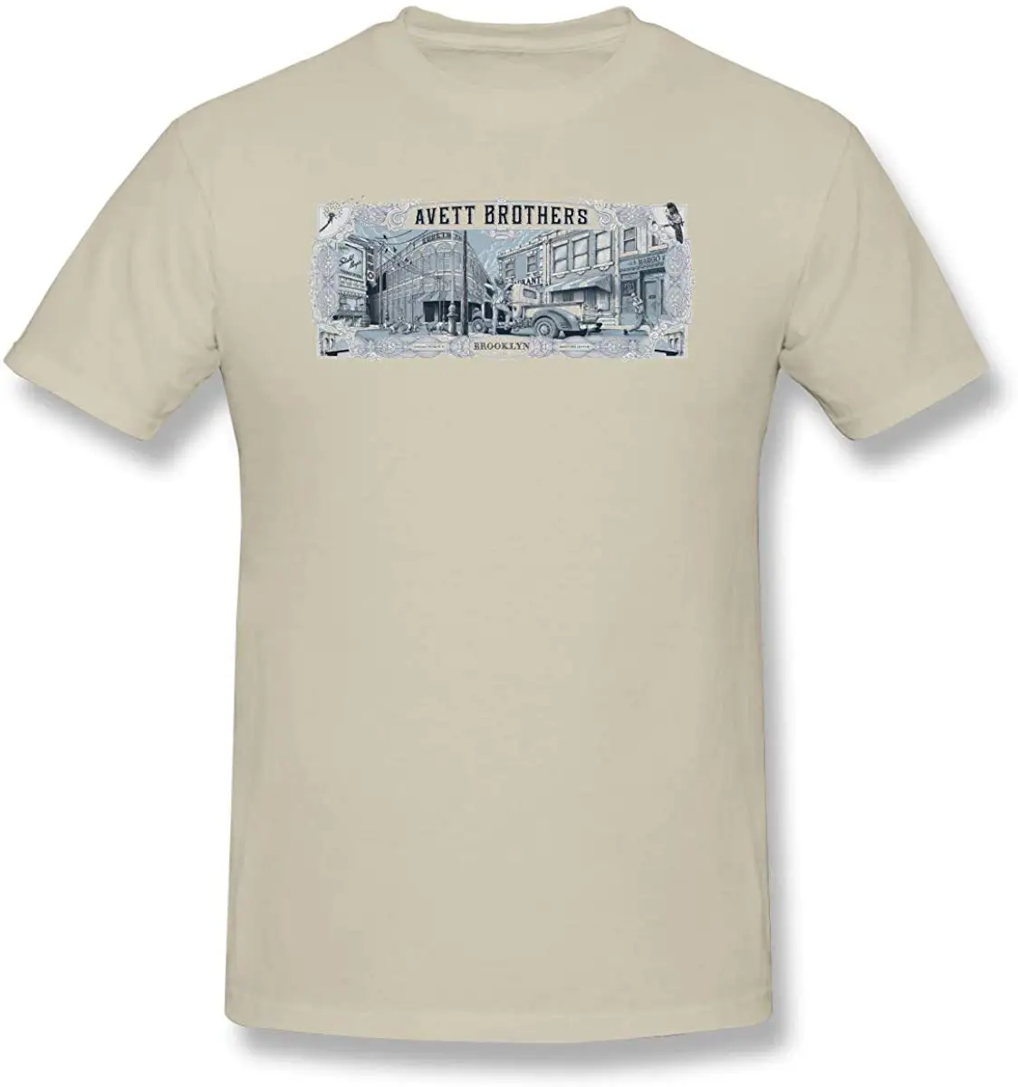 oods-FGHFG Men's Avett Brothers Brooklyn Round Collar Shirts Natural with Casual Short Sleeves unisex men women t shirt | Мужская