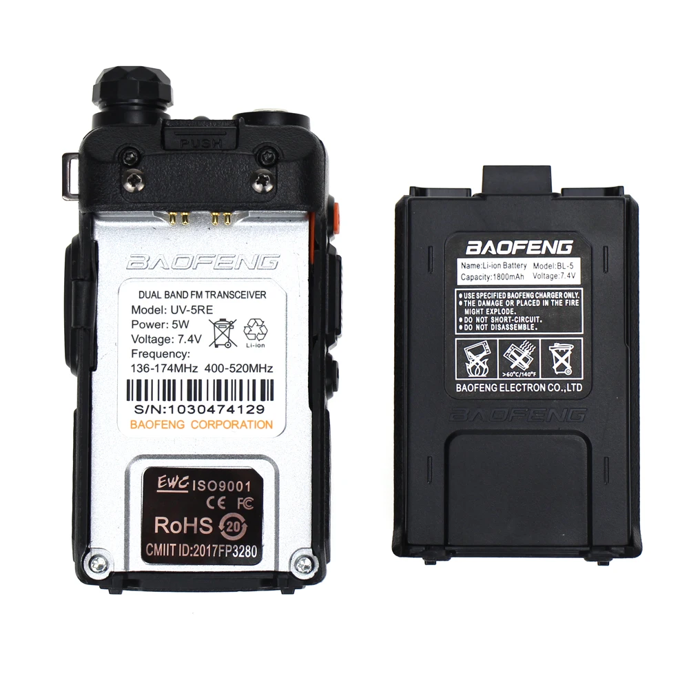 2 шт. BAOFENG UV-5RE двухдиапазонный UHF/VHF любительский портативный двухсторонний радио FM Любительская рация 128 каналов