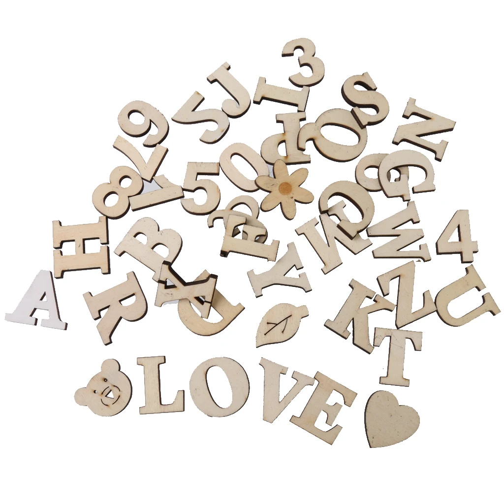 Pack of 41 Mixed Wooden Number Alphabet Sign Pattern for Wedding Party DIY Craft