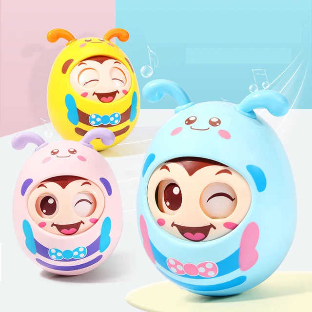 Cute Tumbler Baby Jingle Bells Dolll Blink Eyes Roly-Poly Silicon Teether Toy Fun For Newborns Gift Baby 0-12 Months Toys 5