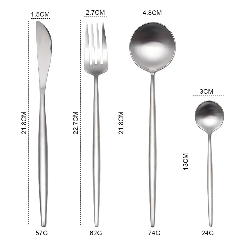 Матовый черный стальной набор столовых приборов столовая Посуда Вилка десертная ложка кухонный набор ножей японские палочки для еды Западный набор посуды - Цвет: silver