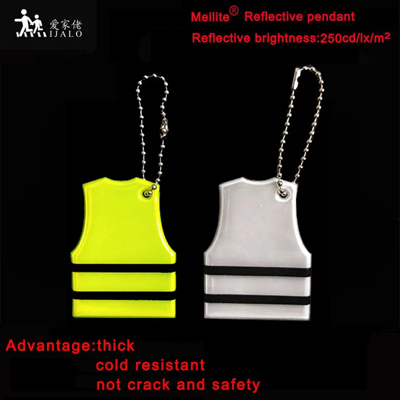 MEILITE-bolsa reflectante de luces para tráfico, chaleco amarillo colgante, llaveros, película reflectante para advertencia de seguridad, 250