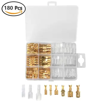 

120/180Pcs Insulated Female Cable Connector 2.8 / 4.8 / 6.3mm Electrical Crimping Terminals Spade Connector Kit